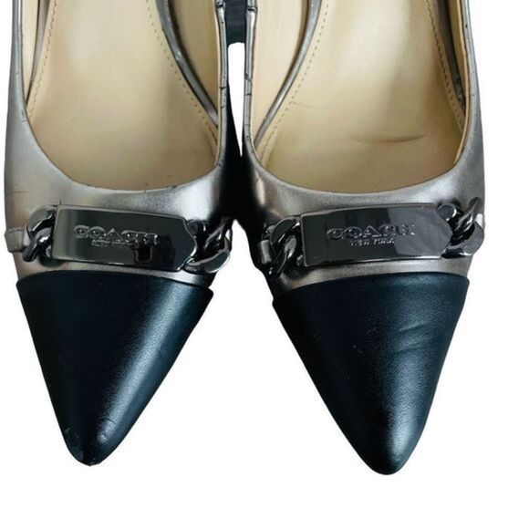 COACH Bowery Gunmetal Pointed Toe Heels - Picture 11 of 15